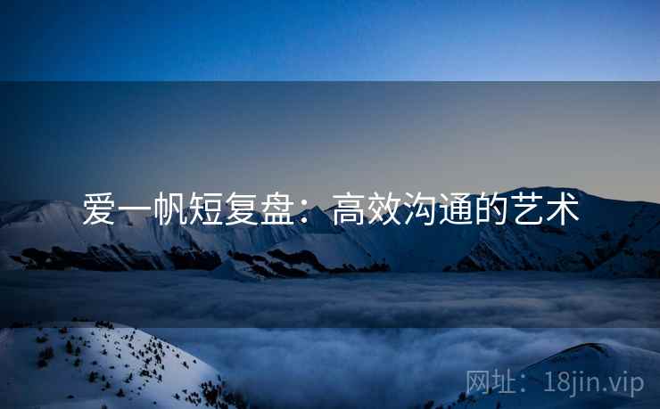 爱一帆短复盘:高效沟通的艺术 爱一帆短复盘:高效沟通的艺术